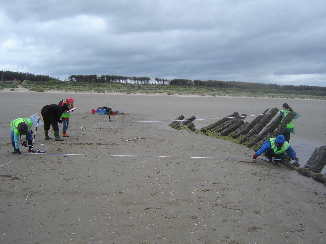 Surveying on Cefn Sidan Sands in 2013